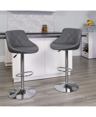 Bucket Seat Adjustable Height Barstool With Diamond Pattern Back