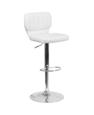 Vertical Stitch Back Swivel Adjustable Height Barstool