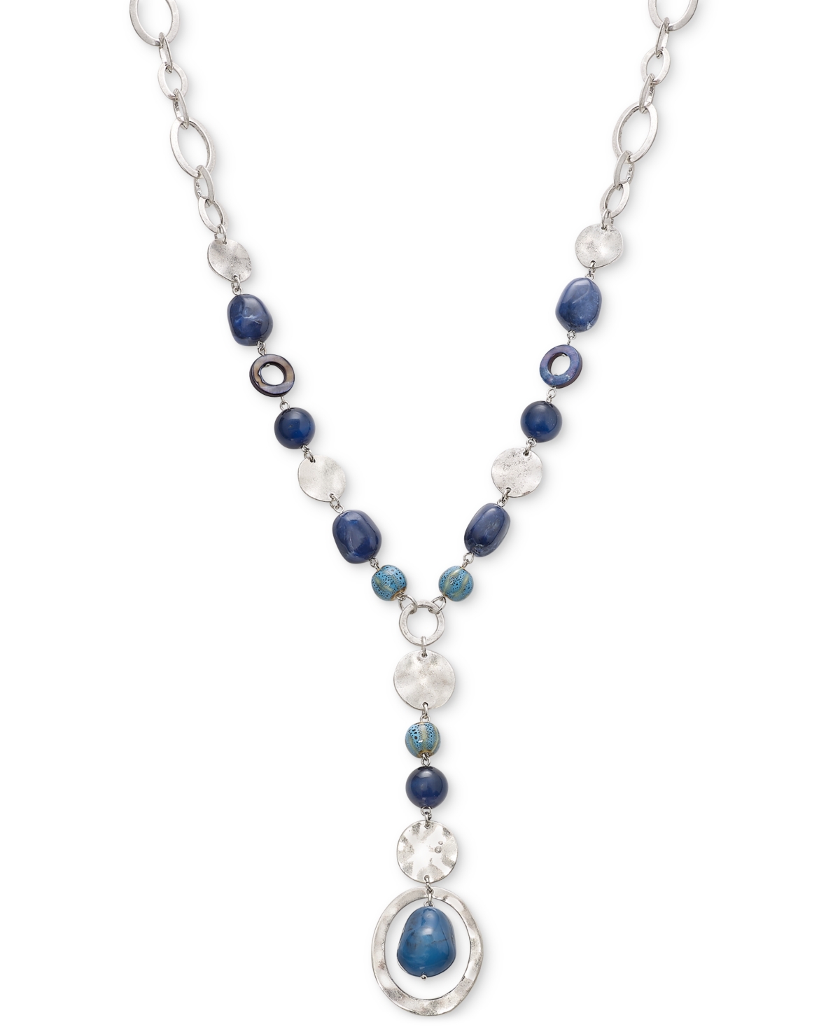 Style & Co Mixed Stone Long Lariat Necklace, 30" + 3" Extender, Created For Macy's In Blue