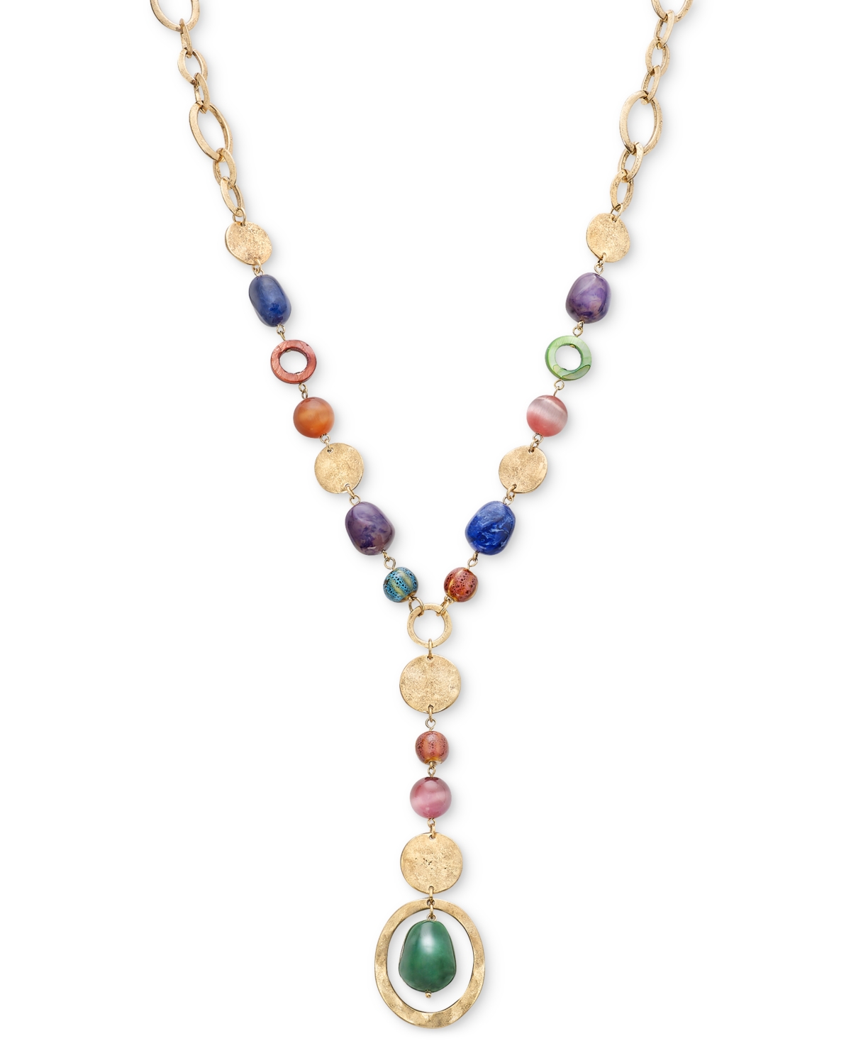 Style & Co Mixed Stone Long Lariat Necklace, 30" + 3" Extender, Created For Macy's In Multi