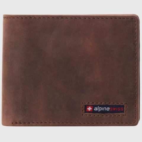 Alpine Swiss Men's Connor Executive Bifold Wallet | Business Passcase for Men | Premium Leather | Dual ID Windows | RFID Blocking | Gift Box Included