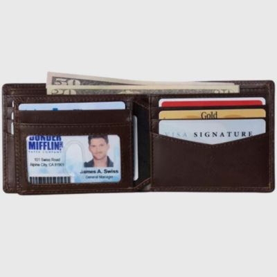 Mens Commuter RFID Bifold Wallet 2 ID Windows Divided Bill Section