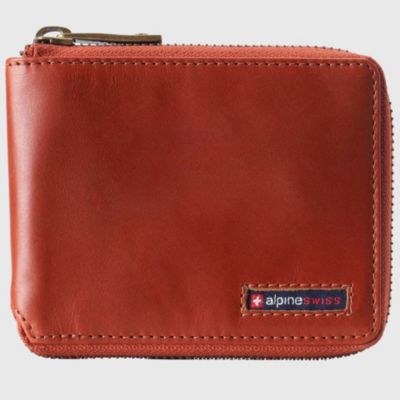 Men's Logan Zipper Bifold Wallet | All-Around Zip Closure | 13 Card Slots 2 Bill Sections | RFID Protected Premium Leather | Gift Box