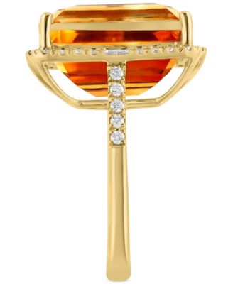 EFFY&reg; Amethyst (10-3/4 ct. t.w.) & Diamond (3/8  ct. t.w.) Halo Ring in 14k Gold (Also available in Citrine, Green Quartz & Black Onyx)