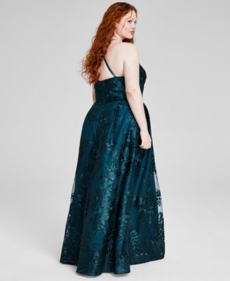 BCX Trendy Plus Size Strappy Embroidered Sleeveless Gown, Created for  Macy's - Macy's