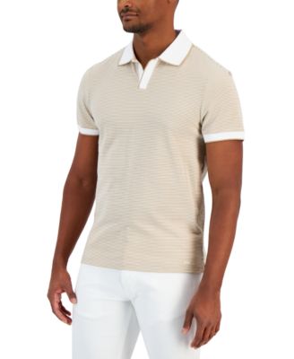 Men's Open Collar Short Sleeve Striped Polo Shirt