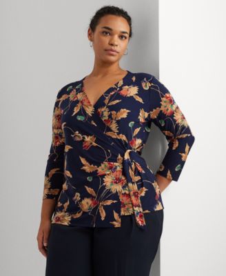 Lauren Ralph Lauren - Plus Size Faux-Wrap Jersey Top