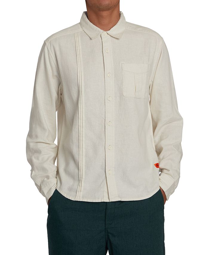  RVCA Men's Slim FIT Long Sleeve Woven Button UP Shirt