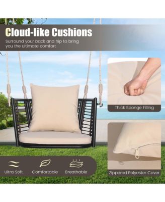 Patio Hanging Rattan Basket Chair Swing Hammock Chair with Seat Cushion