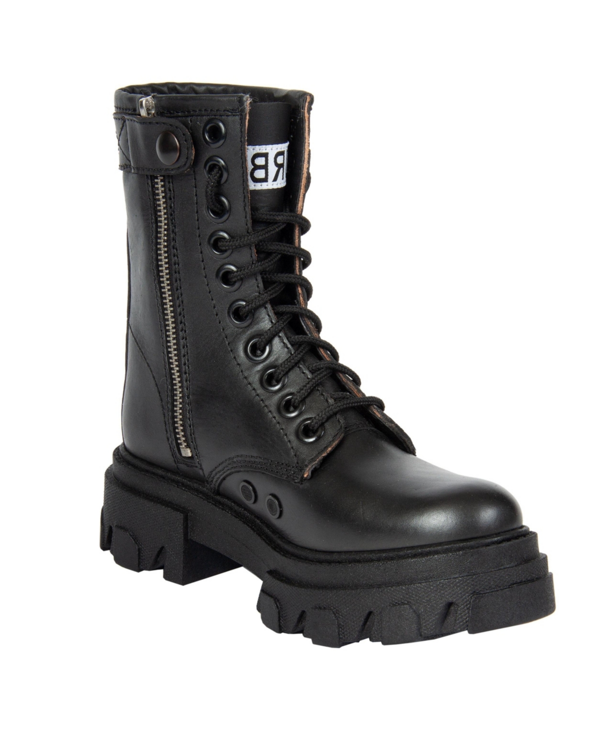 Black Leather Combat Boots By Urbnkicks - Black