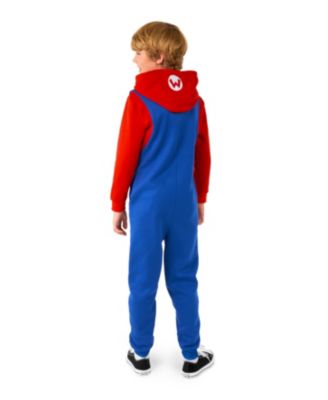 Little and Big Boys Mario Zip Up Onesie Outfit
