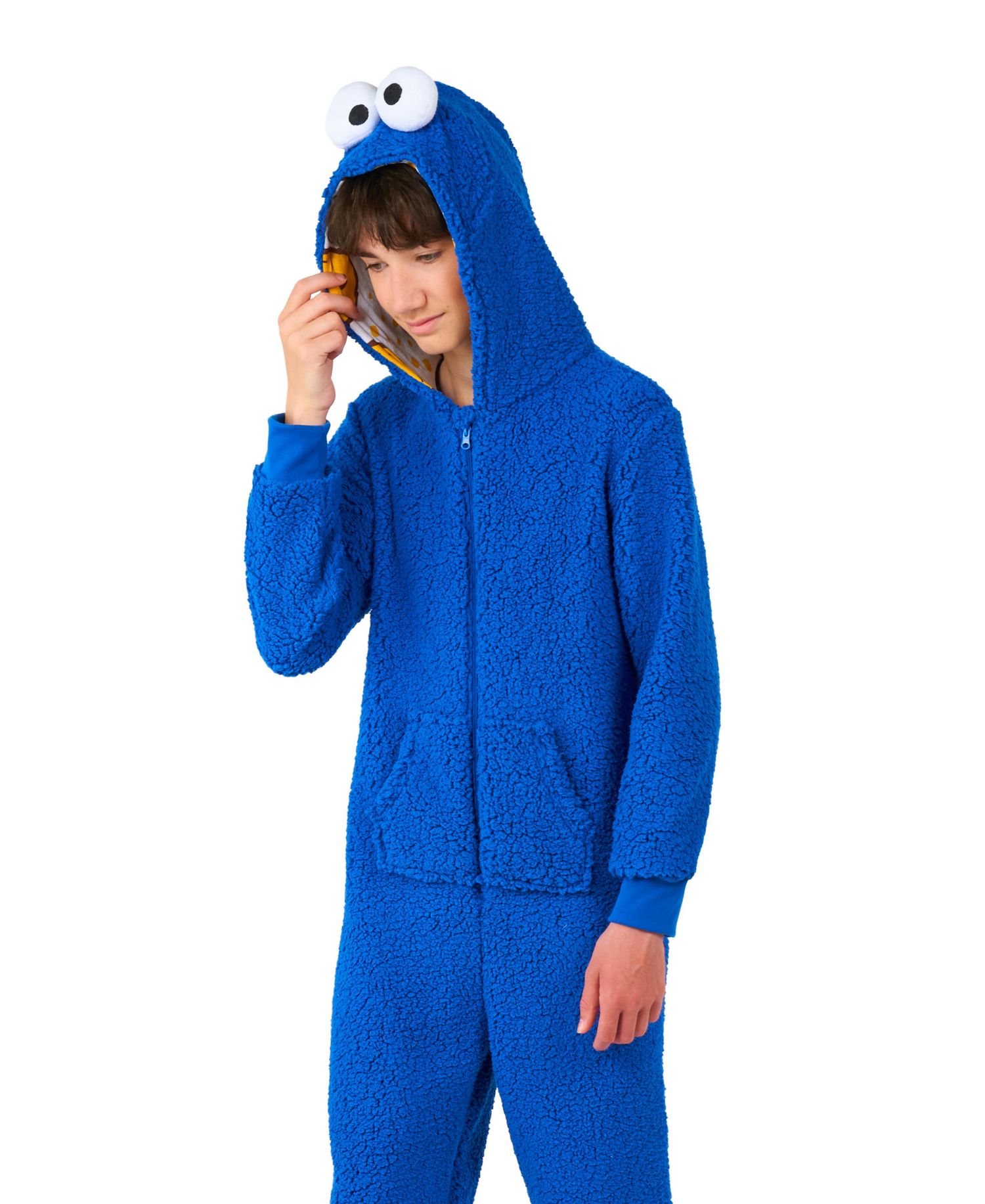 Little Boys Cookie Monster Zip Up Onesie Outfit