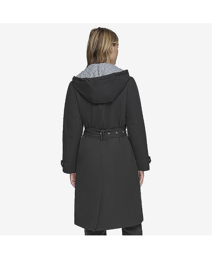 Andrew Marc Women's Evesham Mixed Media Insulated Trench Coat Macy's