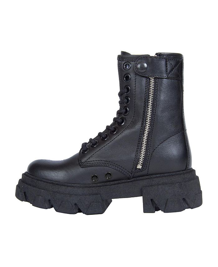 URBNKICKS Black Leather Combat Boots By URBNKICKS - Macy's