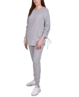 Petite Drawstring Sleeve Top and Jogger Set, 2 Piece