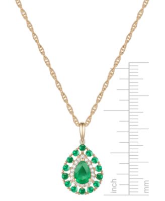Sapphire (1-1/2 ct. t.w.) & Diamond (1/10 ct. t.w.) Teardrop 18" Pendant Necklace in 14k Gold (Also in Emerald and Ruby)