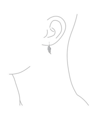 Heavenly Spiritual Symbol Cubic Zirconia Pave CZ Guardian Angel Wing Feather Lever back Dangle Earrings Sterling Silver French Wire