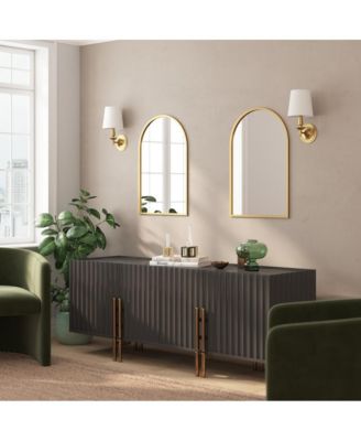 Muriel Arched Metal Framed Wall Mirror For Entryways, Dining Rooms, And Living Rooms
