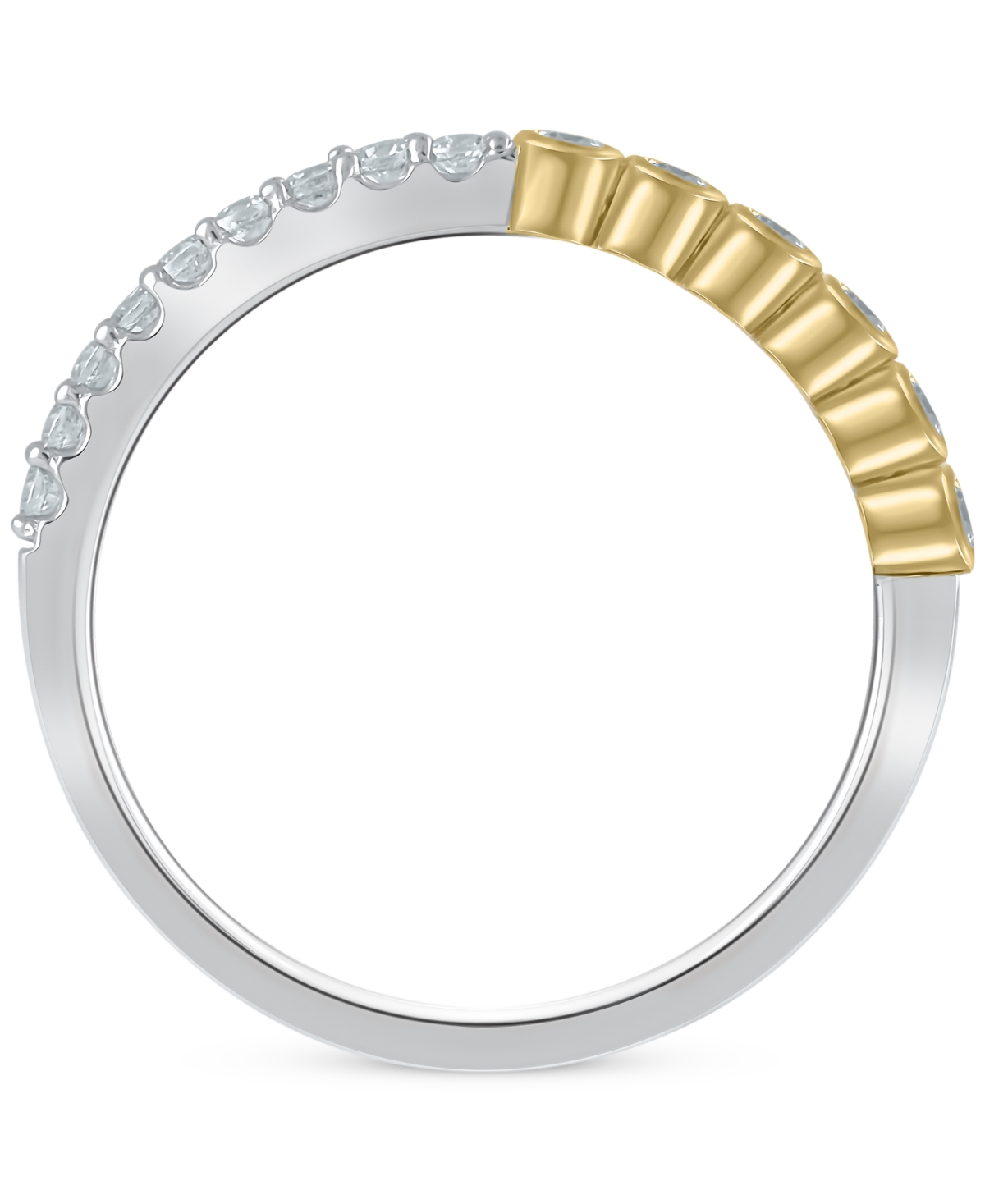 Macy's Igi Certified Diamond Bezel & Prong-set Band (1/4 Ct. T.w.) In 14k Two-tone Gold In White Gold