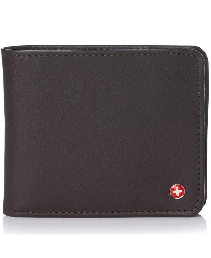 Alpine Swiss RFID Safe Mens Leather Wallet Deluxe Capacity Coin Pocket ...