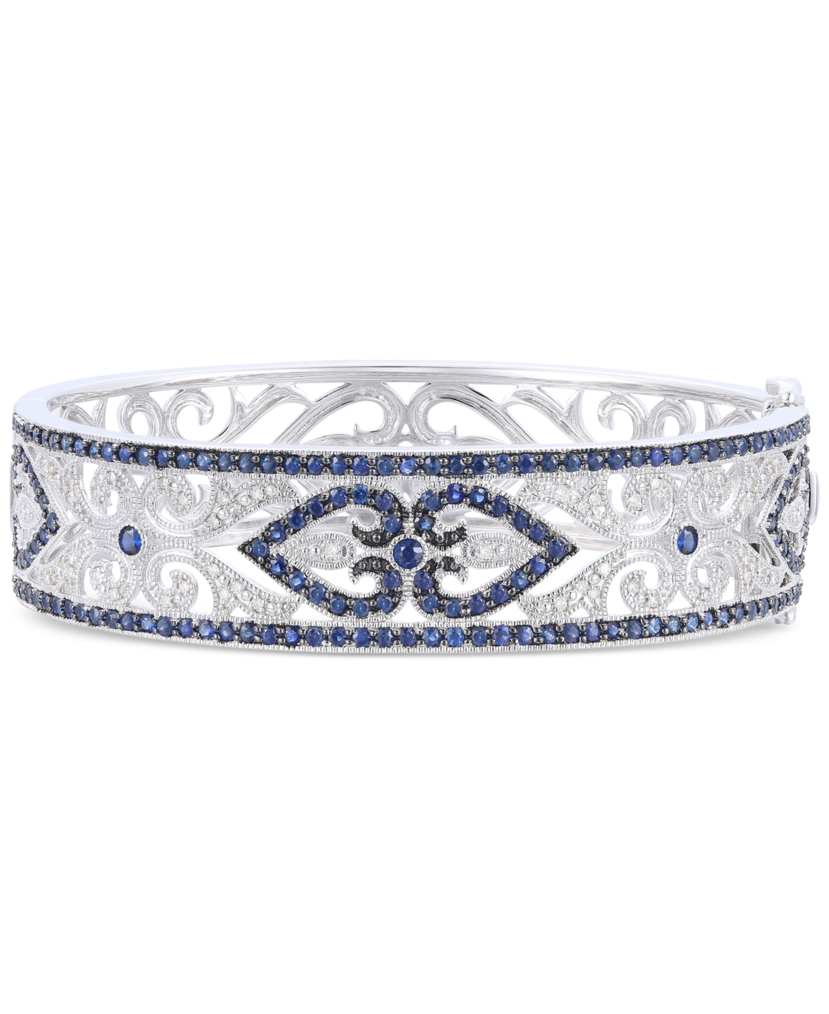 Macy s Sterling Silver Bracelet Sapphire 3 3 4 ct. t.w. and Diamond 1 4 ct. t.w. Heart Bangle Also Available in Ruby Ruby Smart Closet