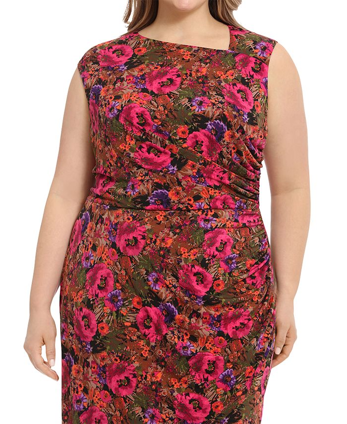Robe Fourreau Roman Femme – Motif Floral Multicolore – Taille 14 – Manches Courtes
