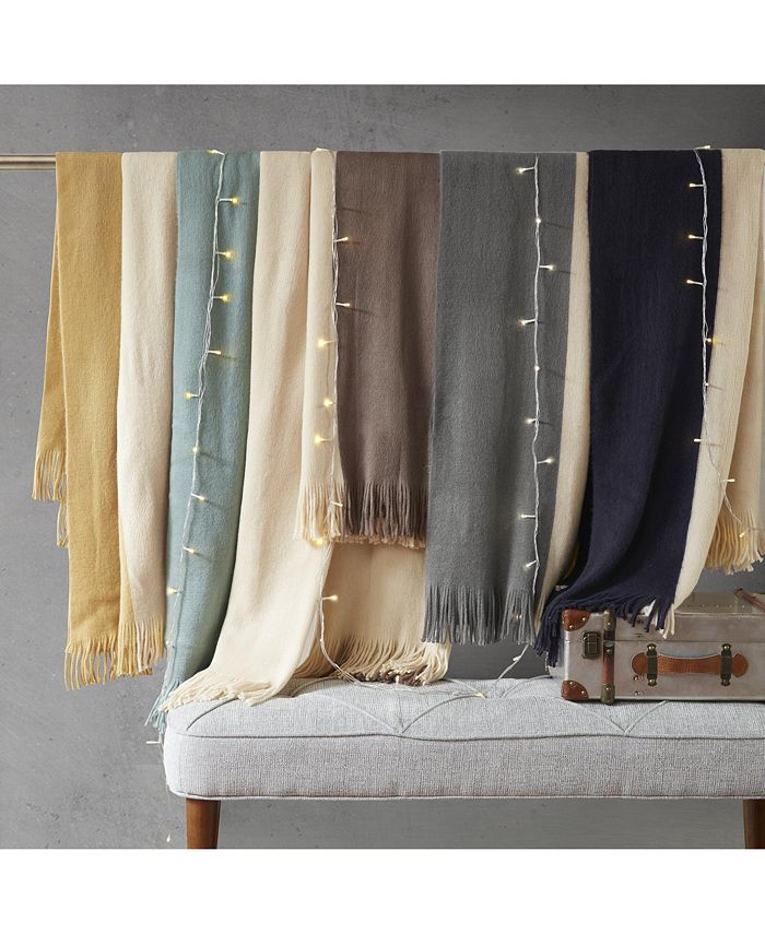 Gracie Mills Stockholm Color Block Faux Cashmere Throw Blanket, Grey