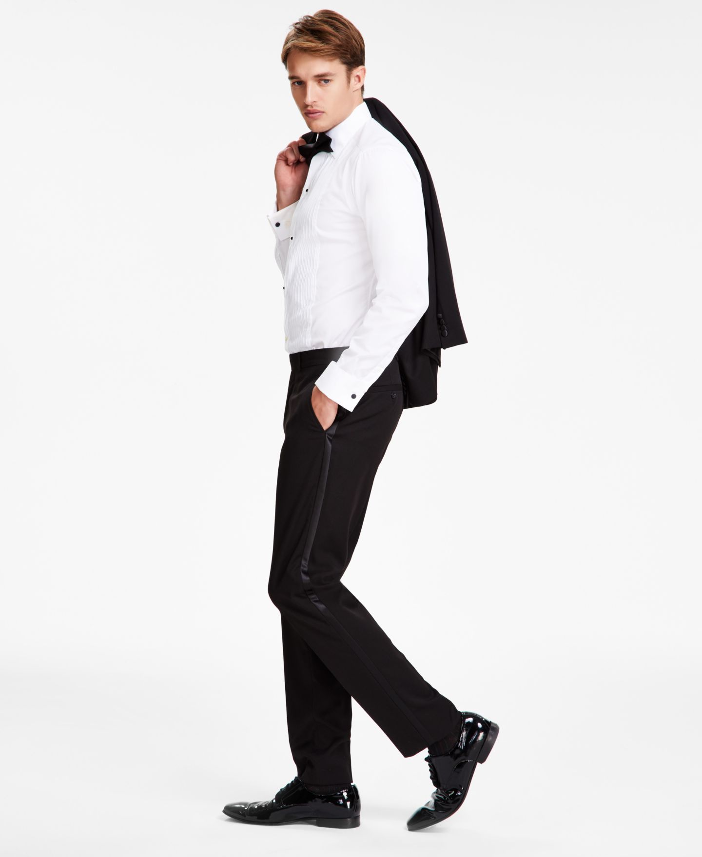 Мужские комплекты Kenneth Cole Reaction Slim-Fit Ready Flex Tuxedo, цвет: Чёрный — фото 3