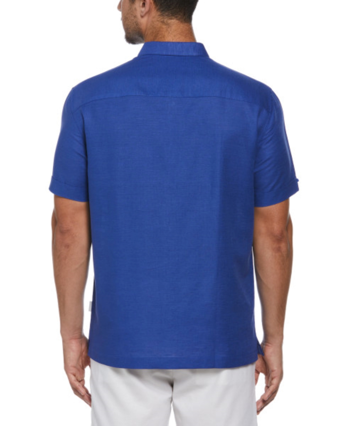 Shop Cubavera Men's Classic-fit L-shape Yarn-dyed Linen Blend Button-down Shirt In Deep Ultra