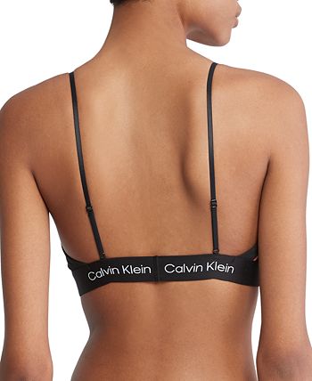Calvin Klein Women's 1996 Cotton Unlined Bralette, Warped Logo Print Black,  Medium at  Women's Clothing store