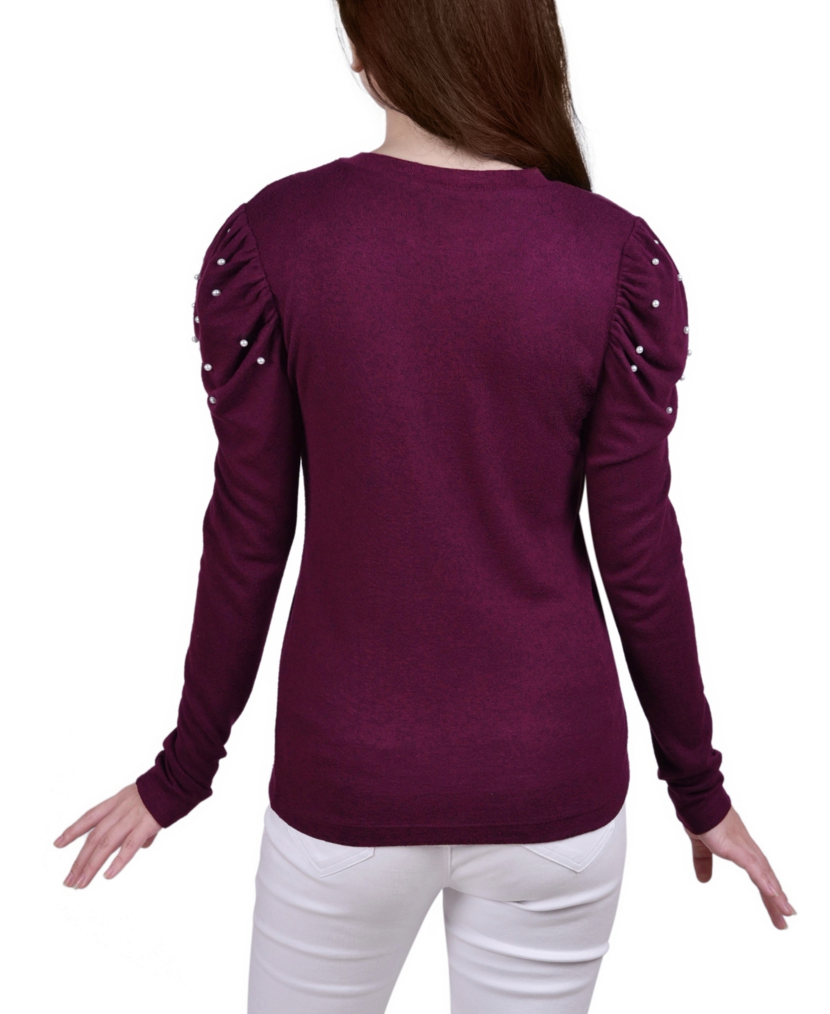 Ny Collection Petite Puff Sleeve Knit Top