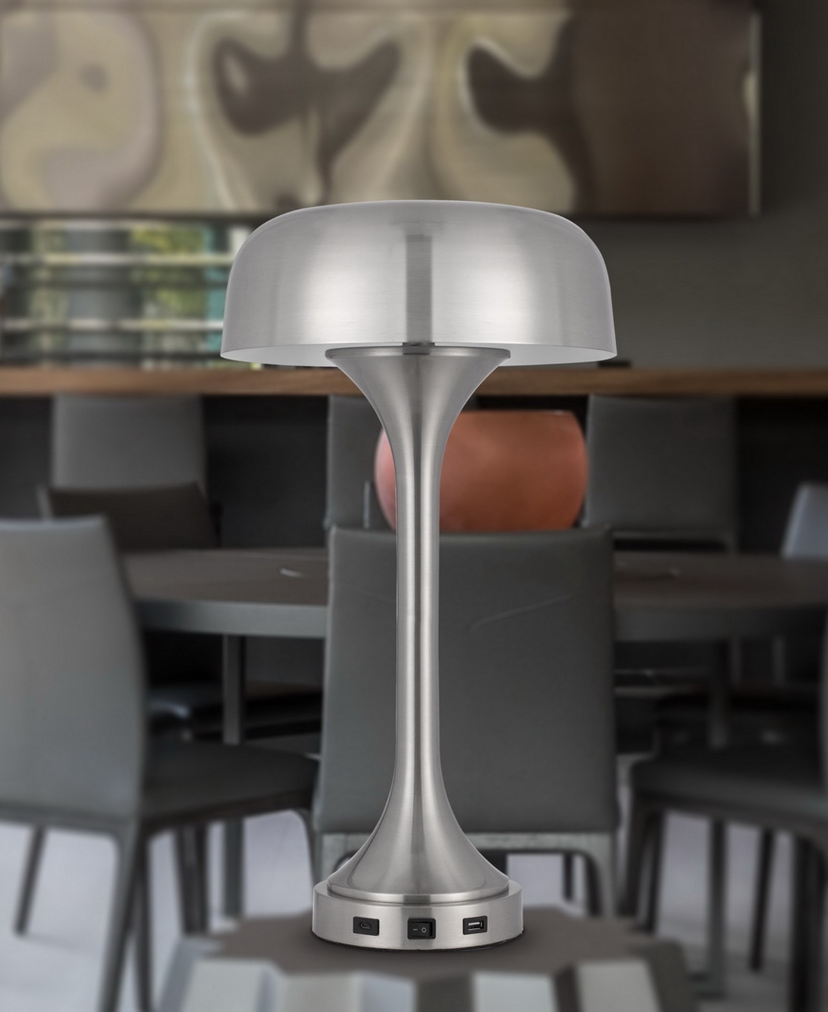 Cal Lighting 22" Height Metal Table Lamp In Brushed Steel