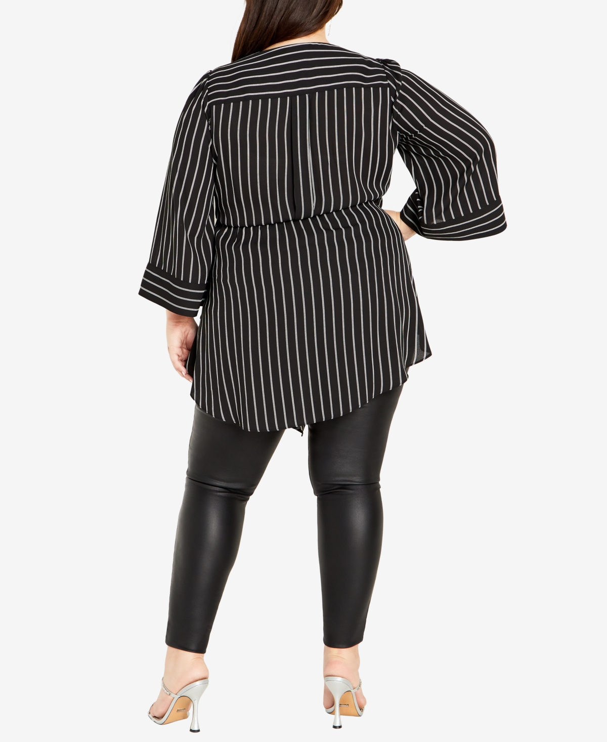 City Chic Women's Jemma Wrap Top -white stripe