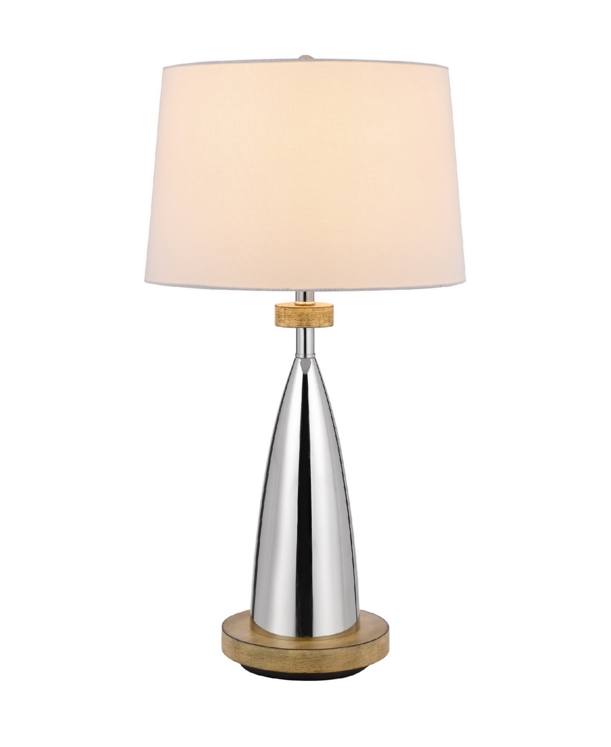 Shop Cal Lighting 31" Height Metal Table Lamp With Wood Accents In Chrome,wood