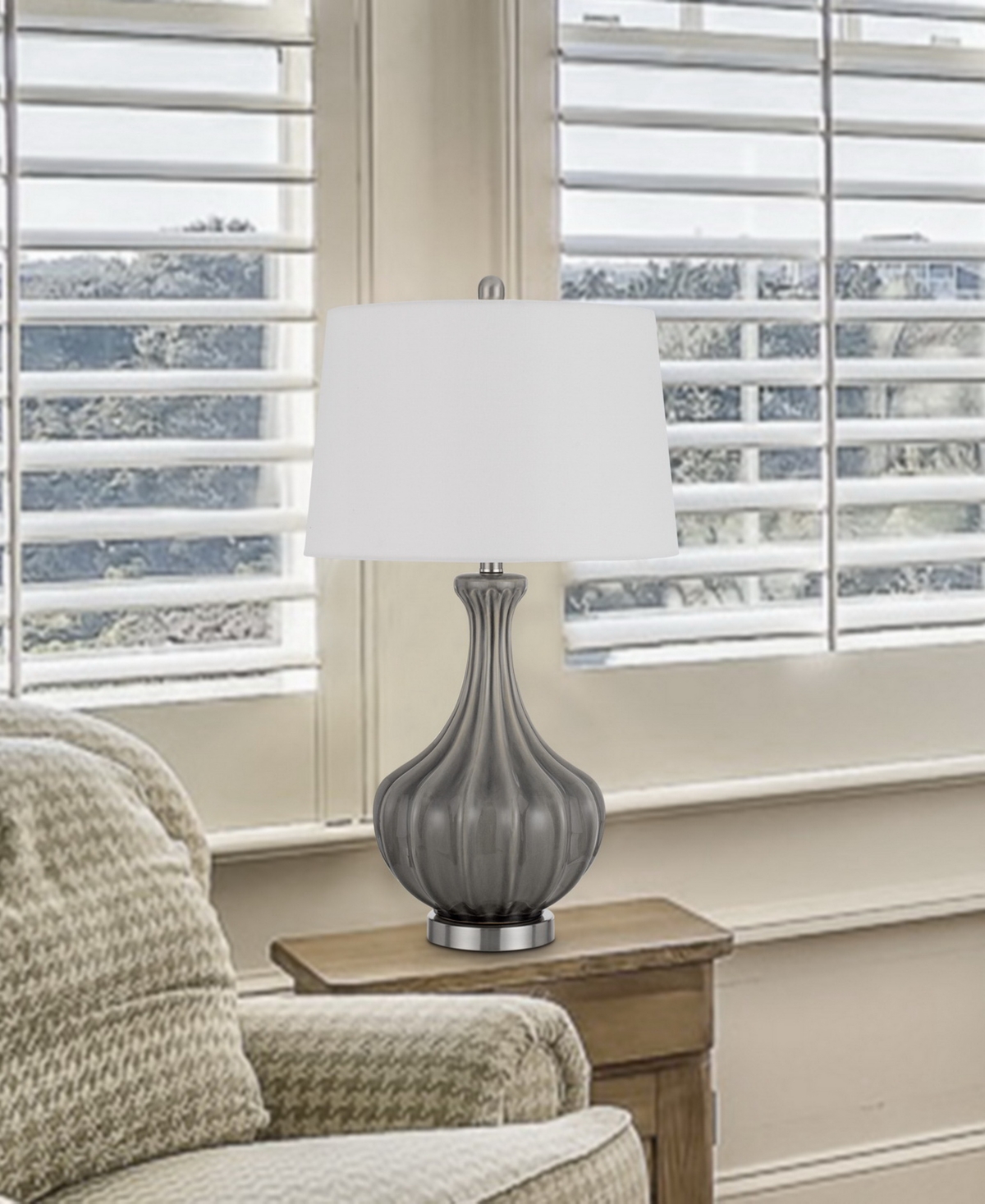 Cal Lighting 28.5" Height Ceramic Table Lamp Set In Slate Gray