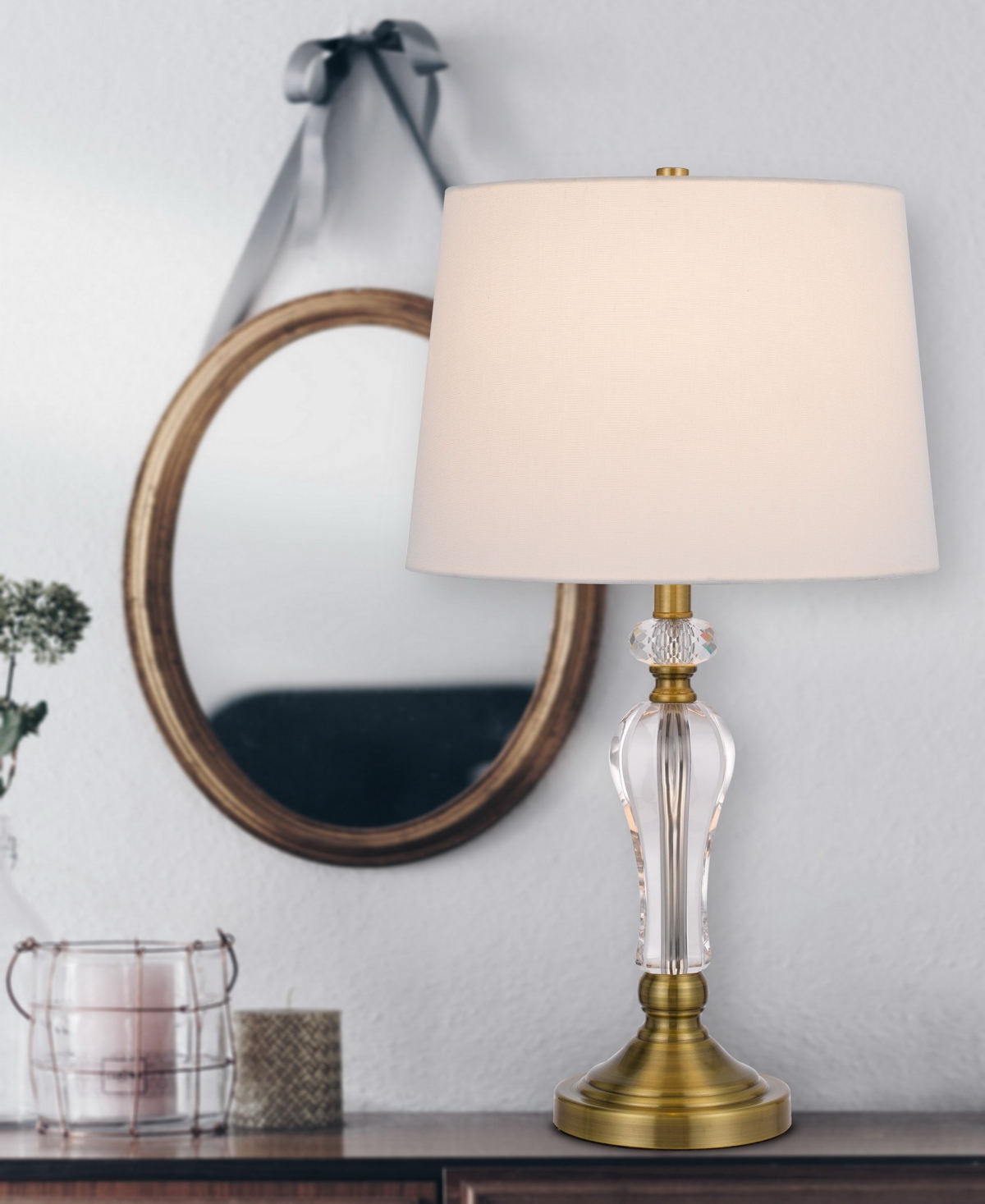 Cal Lighting 25" Height Metal Table Lamp Set In Antique Brass