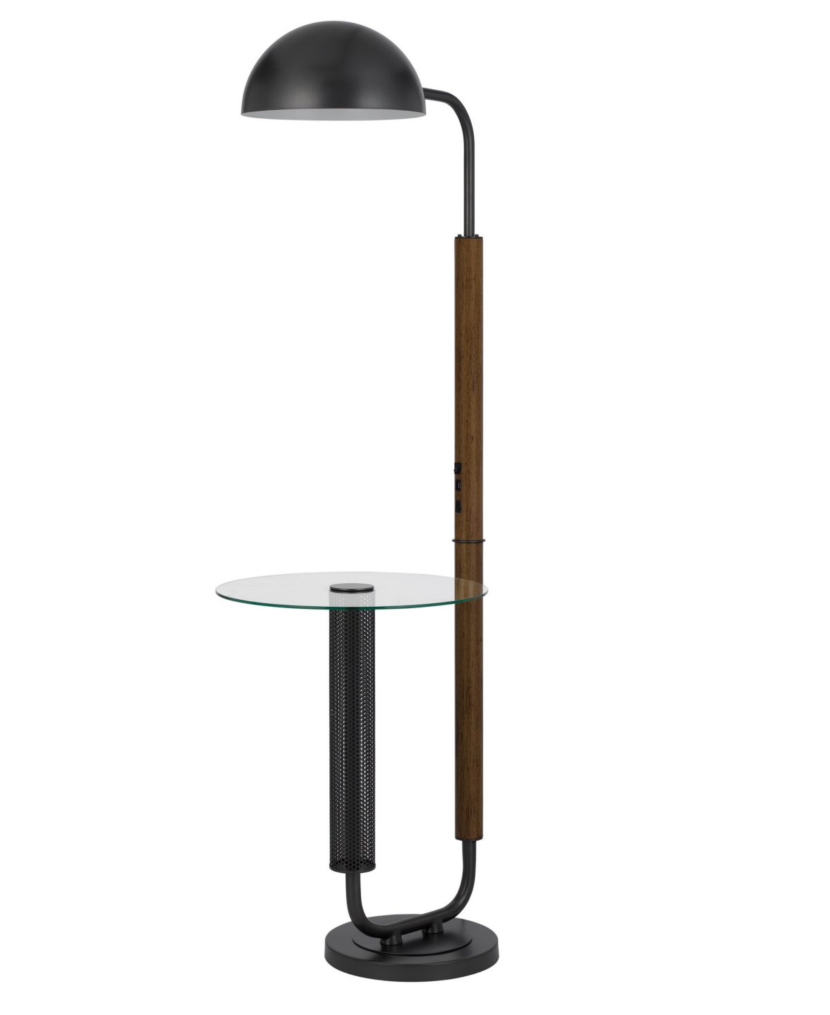 Shop Cal Lighting Keyser 63" Height Metal And Glass Floor Lamp In Oak,black