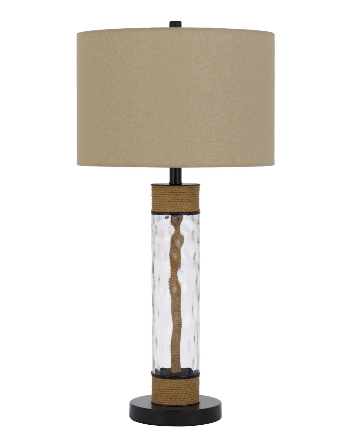Cal Lighting Bartow 32" Height Metal And Glass Table Lamp In Black,burlap,textured Glass