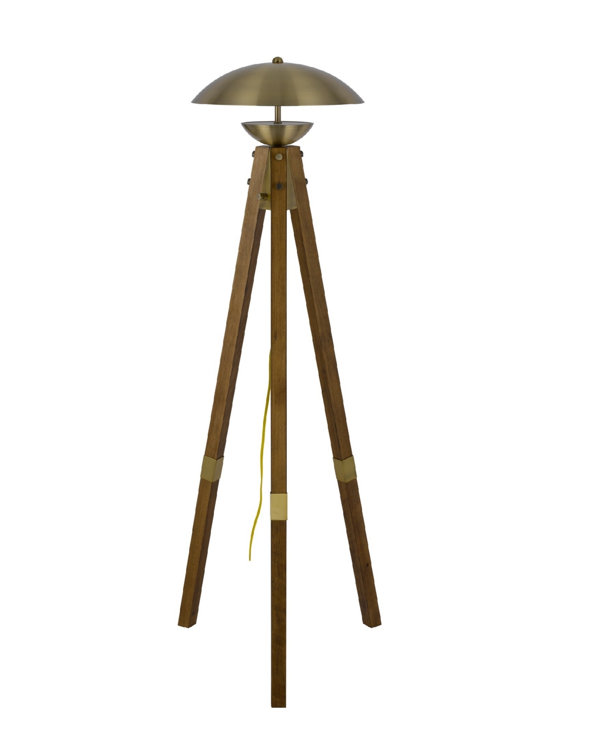 Cal Lighting Lakeland 55" Height Wood And Metal Floor Lamp In Antique Brass,wood