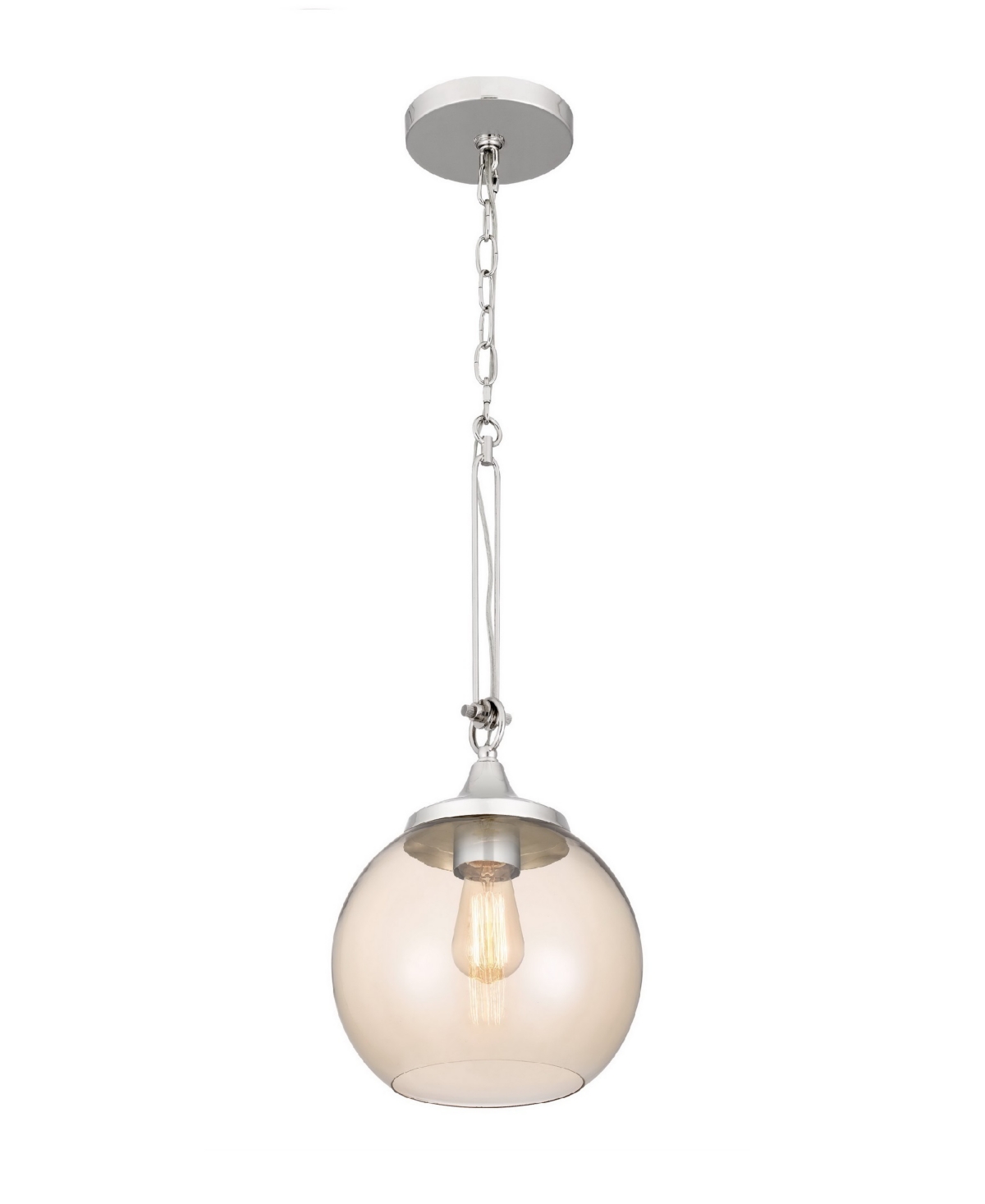 Shop Cal Lighting 24" Height Metal Pendant With Smoke Glass Shade In Chrome