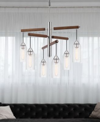 38" Height Metal and Wood Accents Chandelier