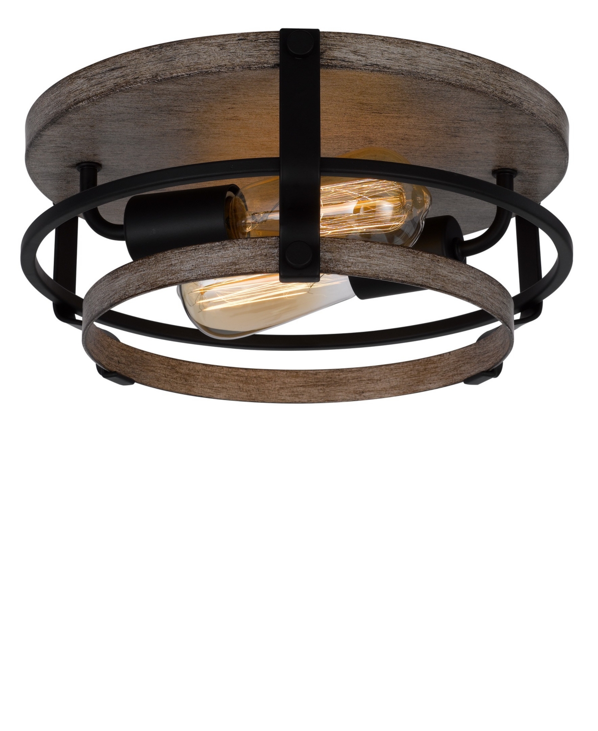 Shop Cal Lighting Clarita 5" Height Metal Semi Flush Mount In Drifted Wood,black