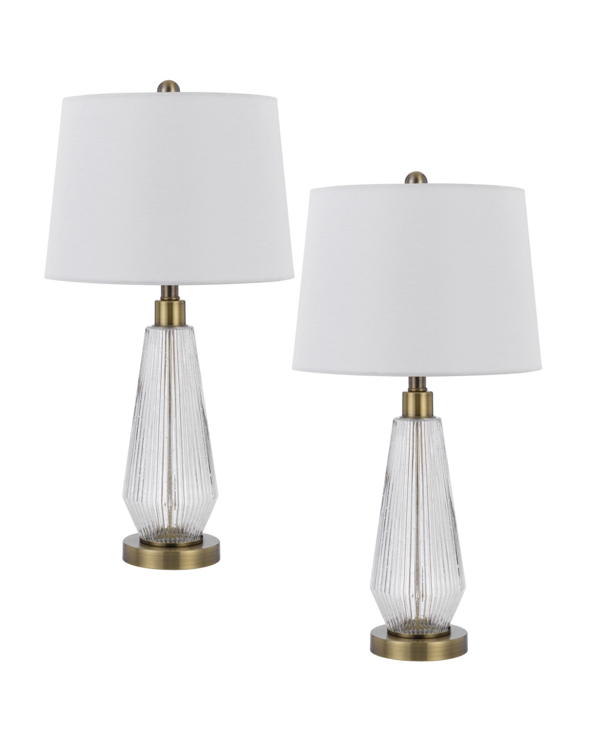 Cal Lighting Belville 26.5" Height Table Lamp Set In Antique Brass,glass