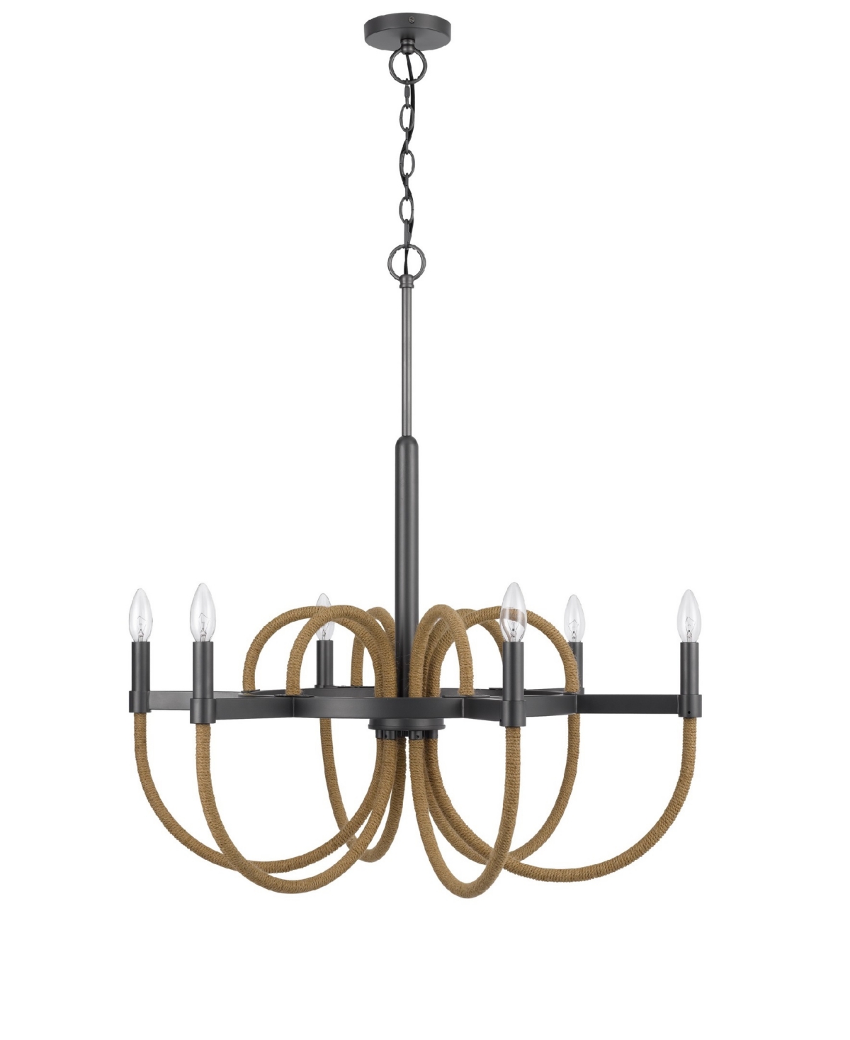 Cal Lighting Rowland 6 Light 31" Height Metal Chandelier In Burlap,charcoal Gray