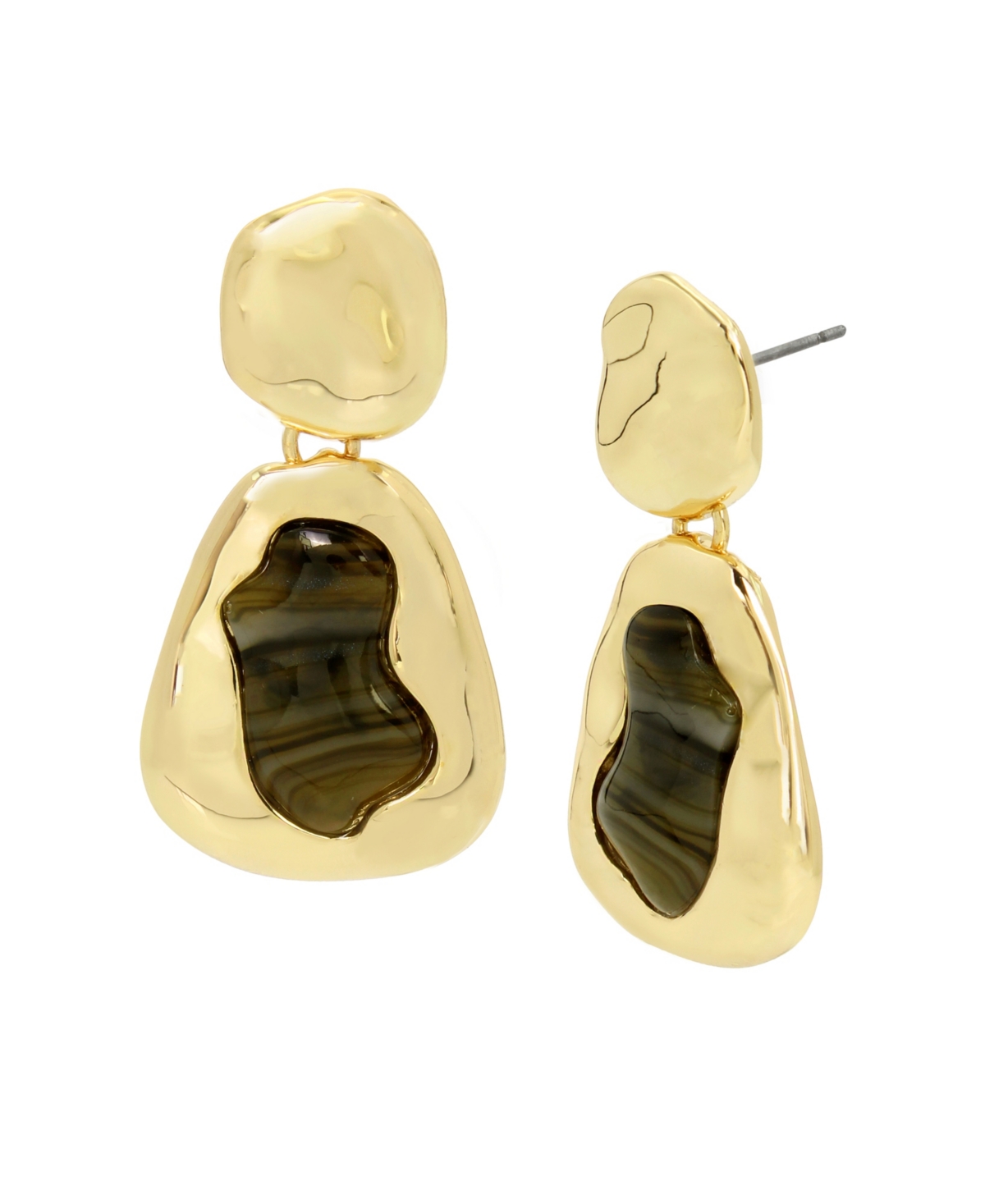 Robert Lee Morris Soho Faux Stone Labradorite Sculpted Double Drop Earrings In Labradorite,gold