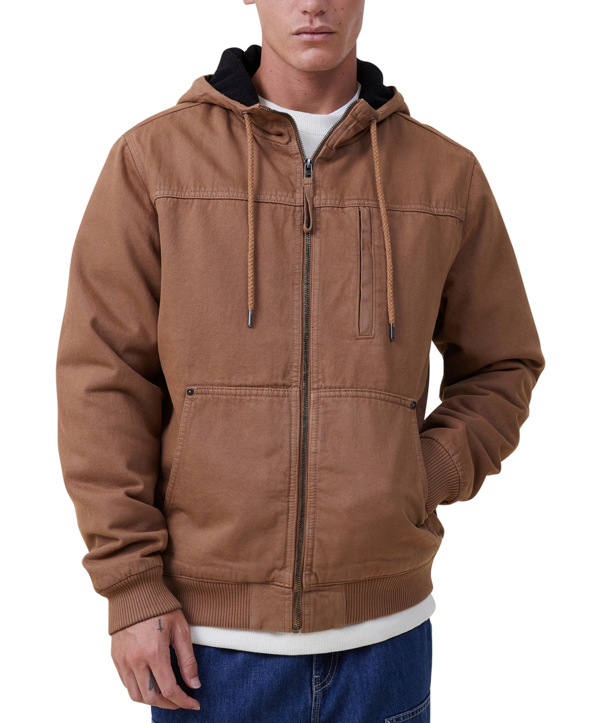 Cotton On Men's Hooded Carpenter Jacket In Tobacco