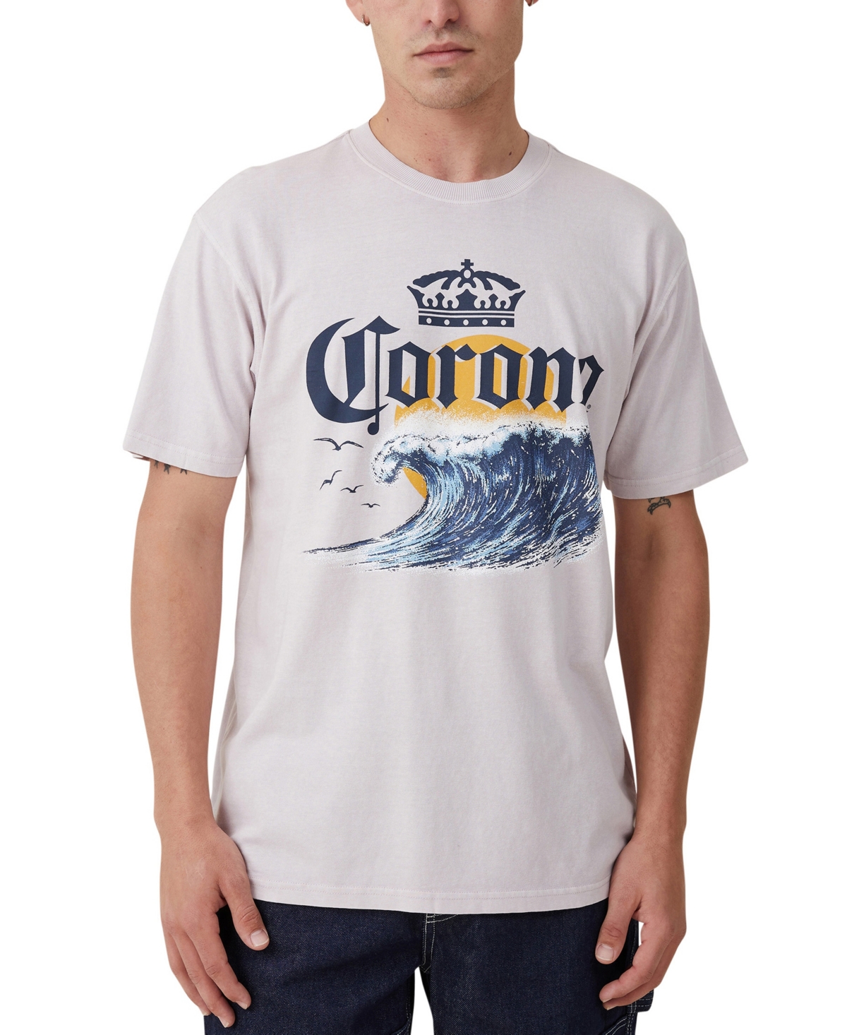 Cotton On Men's Corona Premium Loose Fit T-shirt In Iced Lilac,corona - Sunset