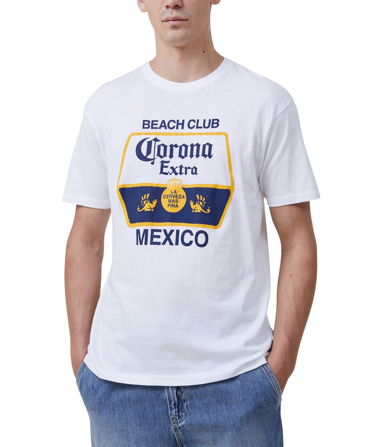 Cotton On Men's Corona Premium Loose Fit T-shirt In Vintage White,corona - La Vida Nas Fi