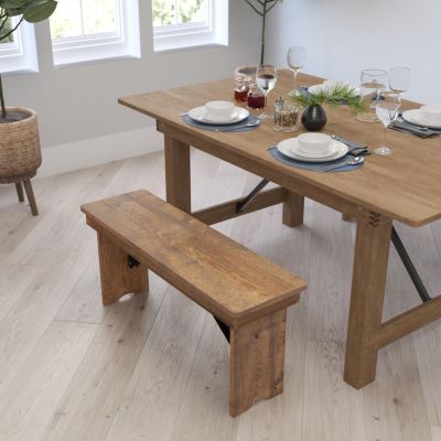 Antique Solid Pine Folding Farmhouse Style Bench