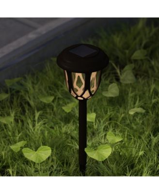 All-Weather Tulip Design Led Solar Lights, Outdoor Solar Powered Lights For Pathway, Garden, & Yard - Set Of 8